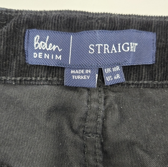 BODEN STRAIGHT LEG BLACK CORDUROY PANTS COTTON ELASTANE ANKLE WOMEN US 6R - Picture 10 of 12